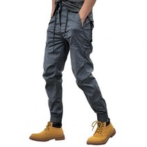 남자점프수트점프슈트작업복멜빵작업복 멀티 포켓 세련된 조깅 바지 남성용 미드 라이즈 발목 묶인 카고 드레싱, [04] 3XL, [02] Dark Gray