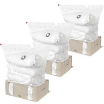 COMPACTOR 3팩 진공 보관 가방 XXL 세미 리지드 폴리프로필렌 + 나일론 진공 밀봉 백 보관 정리함 압축 보관 가방 포함 의류 보관 주방 보관 이사 상자용 진공 밀봉, Beige | LIFE 2.0, Beige | LIFE 2.0
