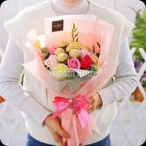 (수담스토어) 페레로로쉐 꽃다발 핑크 사탕 선물 부케 초콜렛 초코렛 초콜릿 화이트 발렌타인데이
