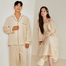 바풀 주니어 바풀 LL 5222-069 커플잠옷 원피스 남녀 거즈 순면 파자마 잠옷 세트