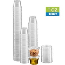 유청분리기 요거트기계 블루베리 요거트 요플레 메이커 100pcs 일회용 플라스틱 컵 투명 플라스틱 뚜껑 젤리 요구르트 무스 잼 조미료 컵 포장 식품 용기, 1 온스, 100개