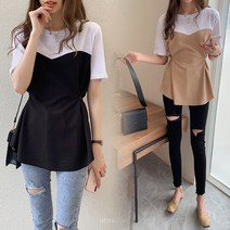 밍키비 여성티셔츠 뷔스티에티셔츠 뷔스티에코디 여성반팔티 반팔 티셔츠