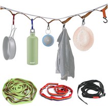 6m 감성 캠핑 롱 타프 데이지 체인 휴지걸이 오거나이저 에어행어 뺄래줄 컵홀더 옷걸이, 무지개 1.9m