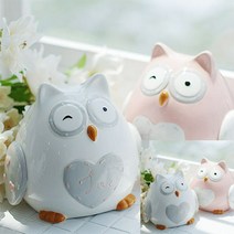 하트 부엉이 저금통 유아저금통 어린이저금통, 화이트