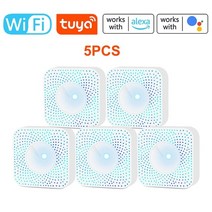 공기질측정기 미세먼지 산소농도 가스누출 tuya wifi 스마트 에어 박스 감지기 공기질 모니터 공기 가정부 pm2.5 vocco2온도습도 감지기, 5개