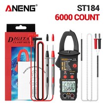 전기테스터기 멀티 접지 메가 ANENGST184 디지털 클램프 멀티미터 미터 6000 카운트 전문 True RMS AC 전압 전류 테스터 Hz 정전용량 옴, ST184 Black(box)