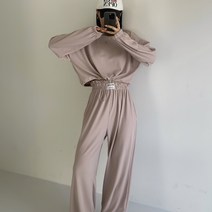 [제이앤로제] 레니 패치 크롭 트레이닝 세트 (봄 가을 겨울 루즈핏 오버핏 박시 츄리닝 복 팬츠 긴 팔 바지 무지 골지 스트링 숏 블루종 라벨 와이드 핏 홈웨어 잠옷 파자마 파티)