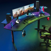 아우스 와이드 선반형 컴퓨터책상 프리미엄 카본 게이밍책상 JET LED 게이밍데스크 1800, 프리미엄형-다기능 트레이포함
