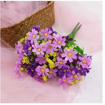 행잉화분걸이 행잉걸이 걸이화분 데이지 작은 신선한 플라스틱 꽃 인공 국화 분재 화분 풍경 홈 장식, 01 Dark purple