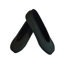 NuFoot 발레 플랫 여성 신발 접이식 및 유연한 운동화 댄스 슈즈 요가 하우스 실내 핑크, 라지(1팩), 블랙입니다.