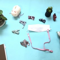 버튼 마스크 끈 /마스크스트랩 줄 분실방지 목걸이/ 똑딱버튼형/면 체크 디자인