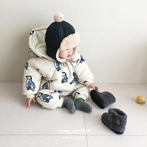 꽁꼬떼 뒤뚱뒤뚱 펭귄패딩슈트 베이비슈트 패딩슈트 스키복 겨울베베룩 데일리룩