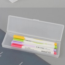 군더더기 없는 무지 반투명 펜슬 펜케이스 사각필통, 대