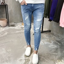 용된다 남자 연청 디스트로이드 찢어진 청바지