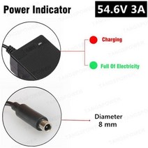 TANGSPOWER 54 6V 3A 리튬 배터리 충전기 6V3A 13S 48V 이온 팩 충전기용 전기 자전거, CHINA, DC 8 mm_미국