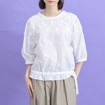 내추럴가든 꽃 펀칭 스트링 블라우스