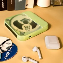 CD플레이어 블루투스 휴대용 집드리 디자인 씨디 음악 CD PLAYER 앨범 레트로 워크맨, 그린