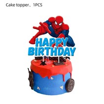 스파이더맨 테마 어린이 생일 용품 3D 그레이트 스파이더 호일 풍선 일회용 식기 냅킨 컵 파티 장식, [01] 기타 (ae˚) frequ, [19] Big Cake Topper-1pcs