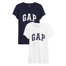 GAP 여성용 2팩 클래식 로고 티셔츠 네이비 스트라이프
