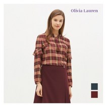 [올리비아로렌] 체크 소매러플 블라우스_VOCNLUF7411