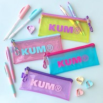쿰(KUM) 클리어 투명 슬림 파우치, 파스텔 화이트