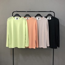 맨스토리 남여공용 루즈핏 린넨 긴팔 라운드 티셔츠