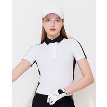 22SS [Online Limited] 화이트 앞뒤 반전 배색 반팔 카라 티셔츠 HWTS2B912WT