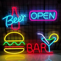 네온조명 가게 창업 셀프 OPEN 무선 모던 카페전등, BAR