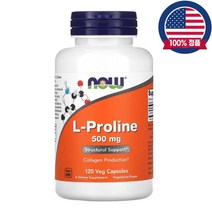 나우푸드 엘프롤린 L프롤린 L-Proline 500mg 120식물성캡슐, 1개, 120정