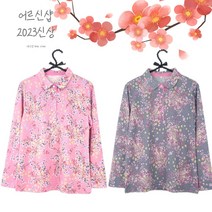 [어르신샵] 할머니 티셔츠 여성 80대 국산 고급 봄가을 간절기 겨울 요양원 티 꽃무늬 카라 선물 옷