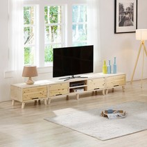 [인우드] 사이벤 원목 1단 거실장 풀세트 A형, 색상:오크워시