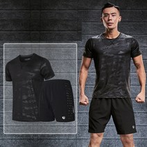 남자 여름 속건 고탄력 트레이닝복 반팔 반바지 세트 93308-J2