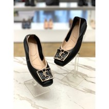 앙세르 천연가죽 스퀘어토 사각큐빅 밴딩 플랫슈즈 ANF23DDR001