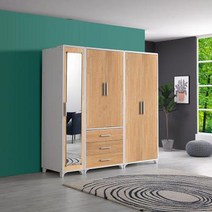 클렛 3서랍 선반 장롱세트 거울도어형 2000 A타입.플레인홈(무료배송), 무늬목／이불장세트