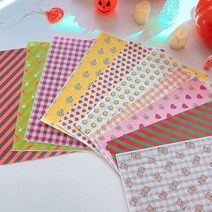패턴 코팅 유산지 (20장 1세트), (4)오렌지 체크 20장