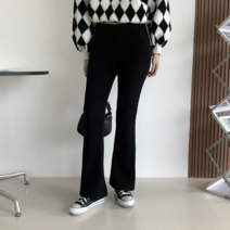 시크블랙 라타스 골지 니트 기모 부츠컷 팬츠