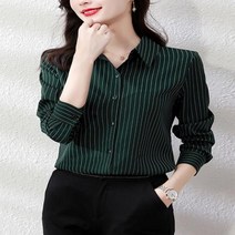 빅사이즈 블라우스 이쁜옷 여성 상의 큰옷 빈티지 스트라이프 셔츠 패션 긴 소매 탑 우아한 오피스 레이디 정장 의류