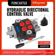 벨브 2스풀 유압 방향 제어 밸브 11 GPM 모터 3600 PSI 복동 실린더 트랙터 로더 w/ Joystic, 한개옵션0