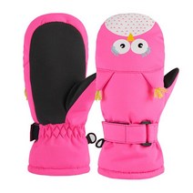 겨울장갑 Cartoon Winter Snow Warm Ski Gloves Kids Baby Rope Snowmobile Mittens waterproof Snowboard for, [02] M, [04] Pink