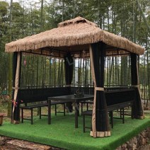 파라고 야외 파고라 초가 바베큐장 원두막 정자, 3x3m 양면 좌판