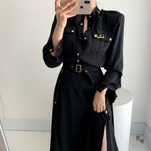 딘트 신부예복 결혼식 하객룩 원피스 옆트임 블랙