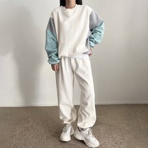 에이치스 고퀄리티 사이드 컬러배색 루즈핏 기모 조거 트레이닝세트