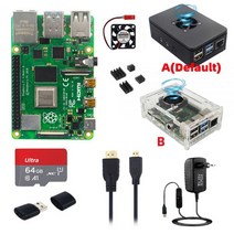 오리지널 라즈베리 파이 4 모델 B 8 4 2 1 GB RAM 케이스 팬 방열판 전원 어댑터 옵션 32 64 128 GB TF 카드 RPI 4 용, CN _2GB RAM | 128GB Card