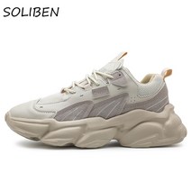 가볍고 튼튼한 soliben 남성 캐주얼 신발 패션 남성 청키 운동화 높이 증가 아빠 신발 두꺼운 밑창