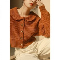 오렌지가디건 심플 니트 간절기 캐주얼 오렌지색 데일리 비비드 봄 가을 기본 가디건 베이직