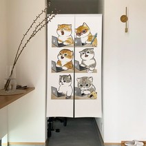 커튼 블라인드 다이소커튼 재미 있고 귀여운 고양이 식당 장식 파티션 드레이프 주방 입구 걸이형 하프 세트, 90x180cm, 19 CLX00465