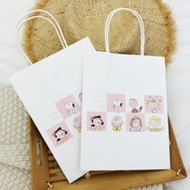 차이온 스누피와 친구들 컬러 쇼핑백 스누피 종이봉투 귀여운 선물봉투, 단일사이즈
