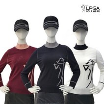LPGA 골프 웨어 여성 겨울 방풍 모 혼방 스윙레이디 라운드 니트 티셔츠 24KT606