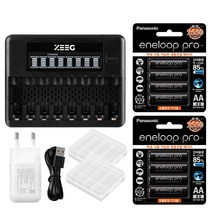 지그 스마트 8구 LCD 충전기 + 에네루프 충전지 세트, 지그8구 충전기+에네루프 프로 AA 8알 세트