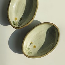 모리민들레 국산 수제 도자기 타원볼, 1개